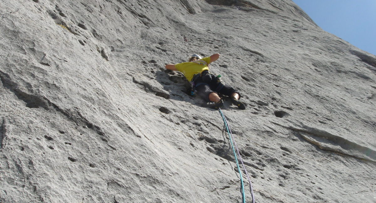 Marmolada Südwand - Fisch - mehr Plattenklettern